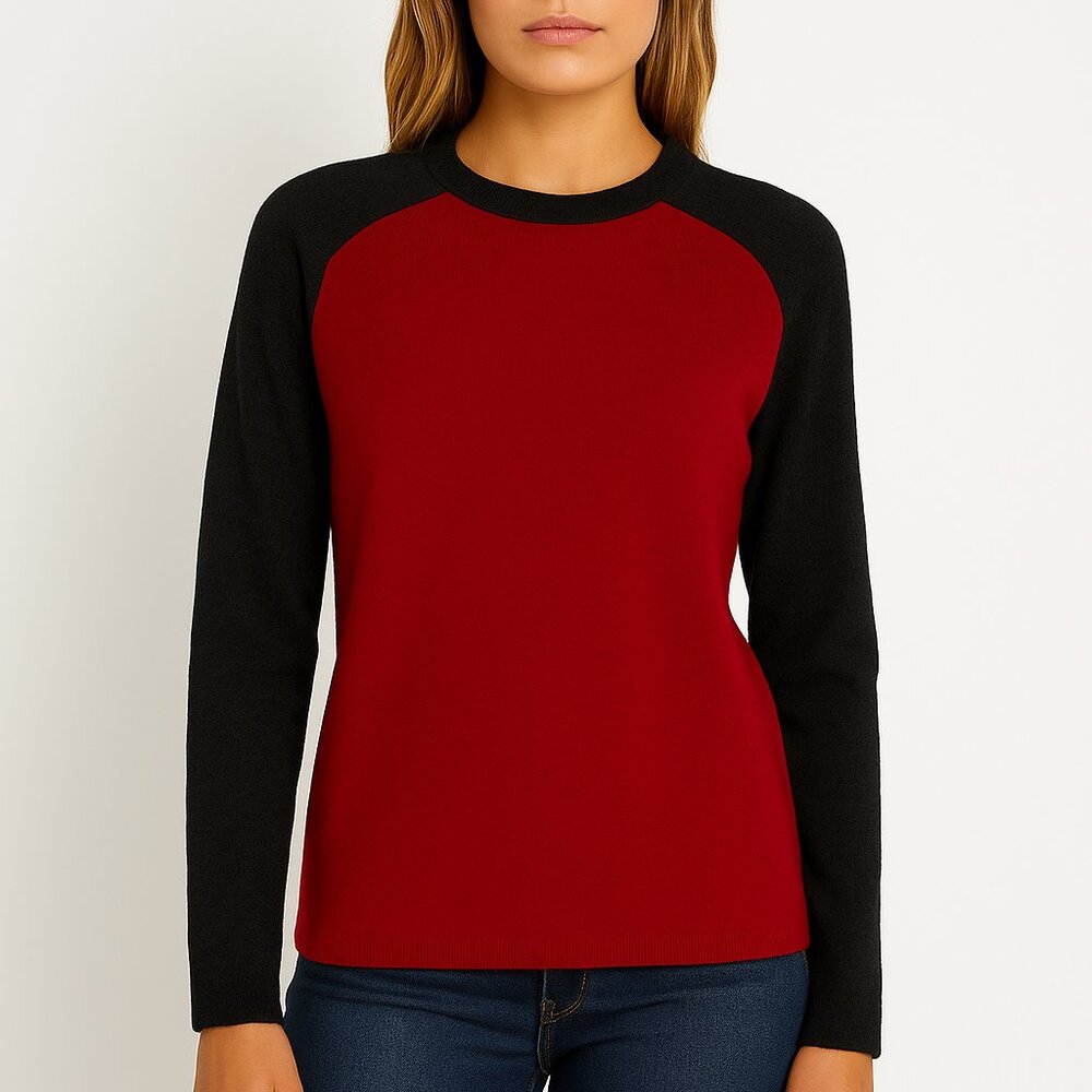 Halogen Women’s Color Block Red Gray Cashmere Bas… - image 1